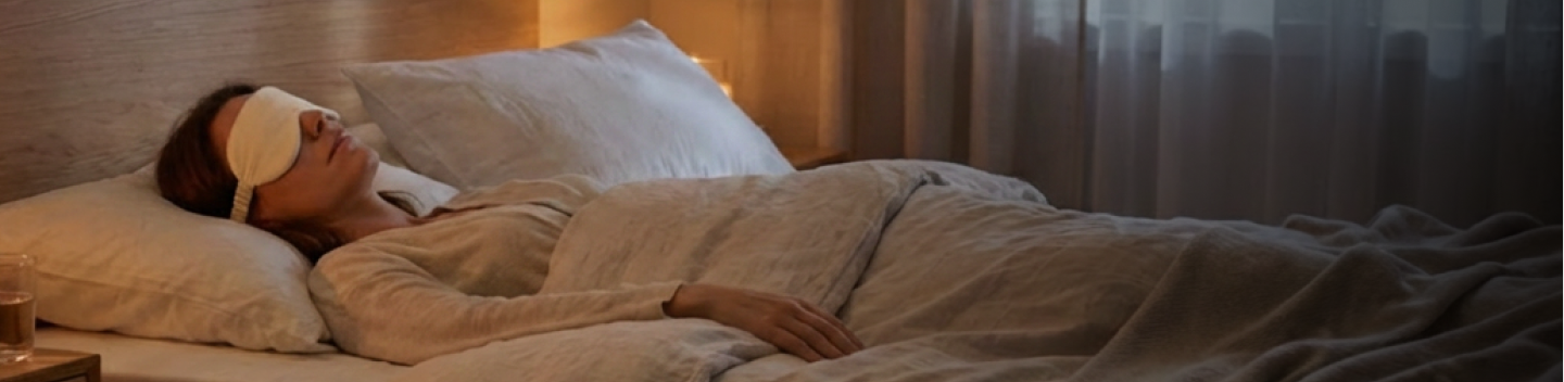 Person lying calmly in bed