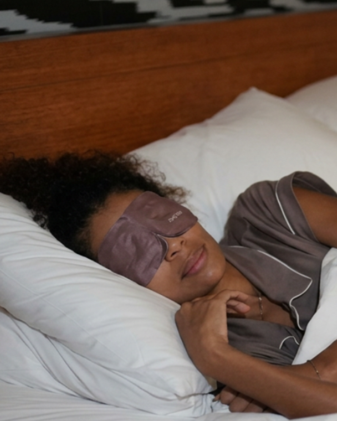 Person lying calmly in bed