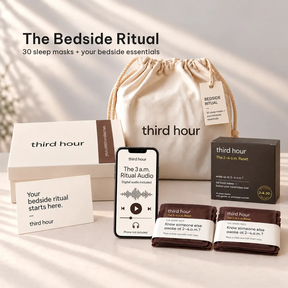 The Bedside Ritual: 30 sleep masks plus your bedside essentials.